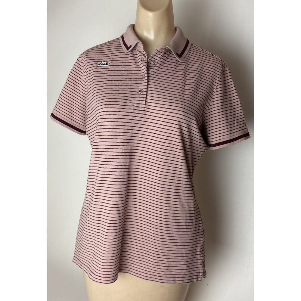 RADMOR Womens L Michele Tailored Pique Stripe Golf/Athletic Polo Shirt Pink